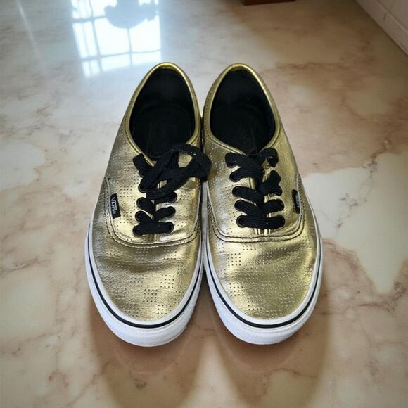 Solid Gold Vans Authentic 50th Anniversary Sneakers Size M 6.5 W 8 - Picture 1 of 10